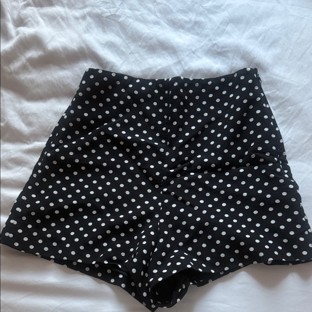 Zara Black and White Polka Dot High Waist Shorts